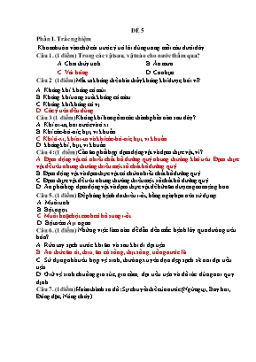 Đề kiểm tra cuối học kì 1 môn Khoa học Lớp 4 (Có đáp án)